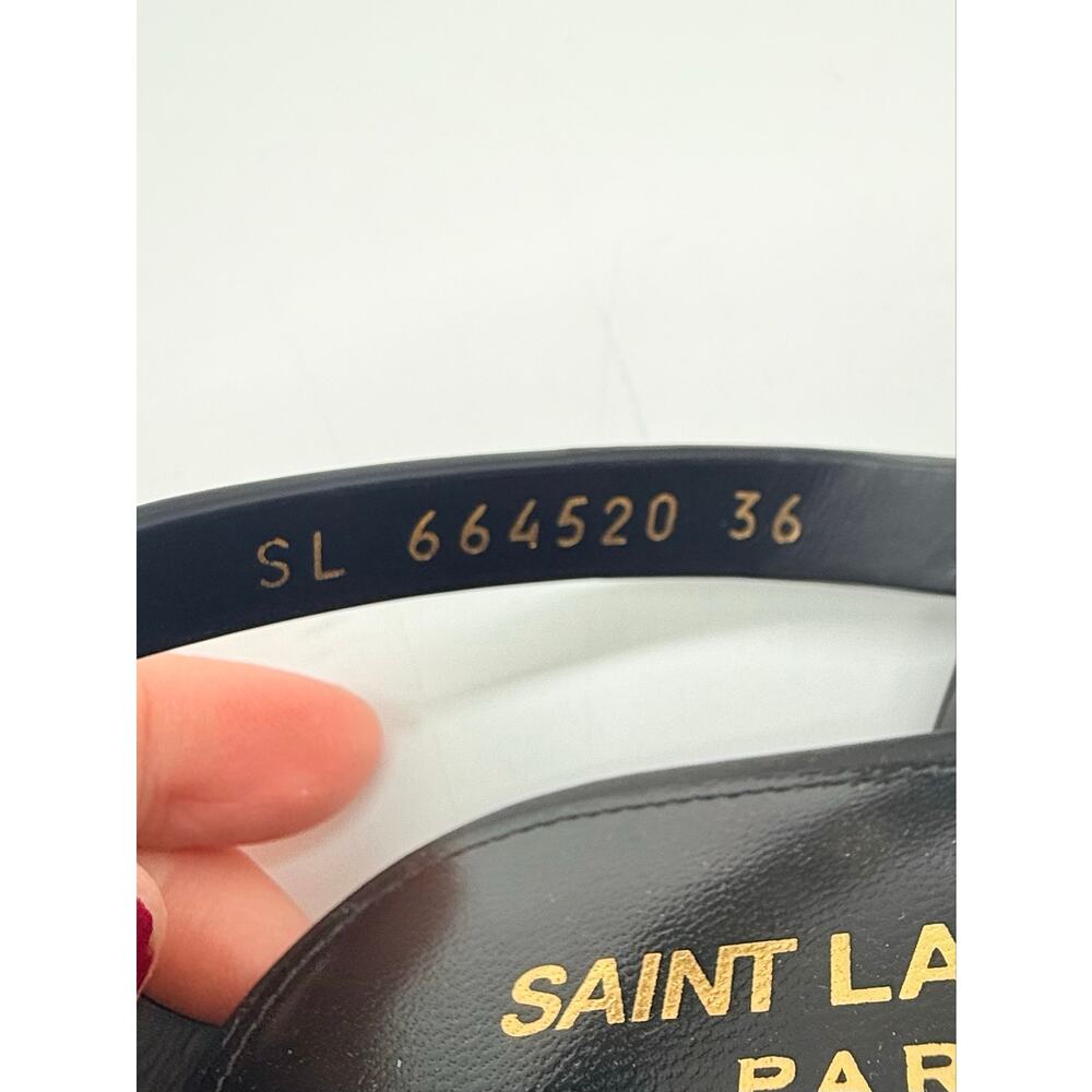 Saint Laurent Cassandra black leather flat sandal SZ: 36 - Picture 9 of 10